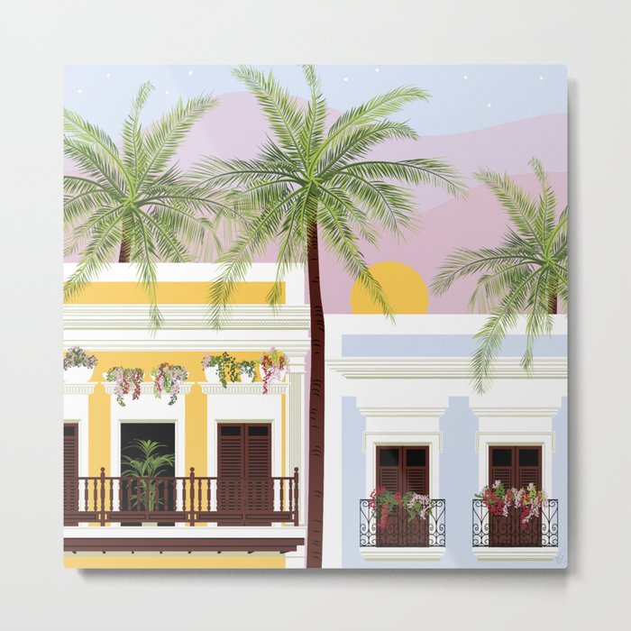 Puerto Rico Houses in the Sunset Metal Print