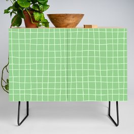 Mint green gingham lines Credenza