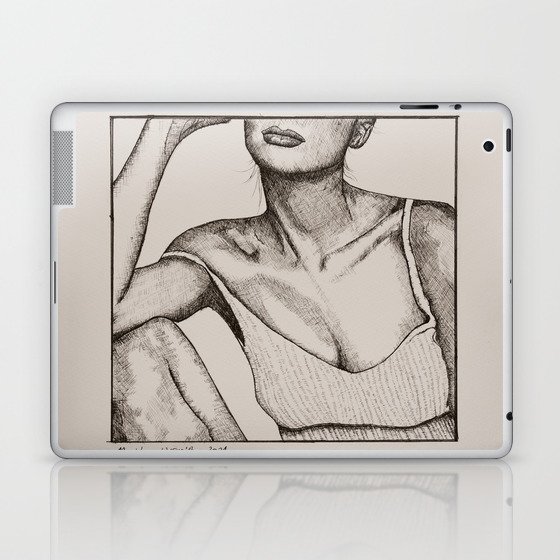 Girl in the Sun Sketch by Monika Laptop & iPad Skin