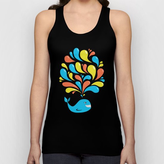 Dark Colorful Happy Cartoon Whale Unisex Tank Top