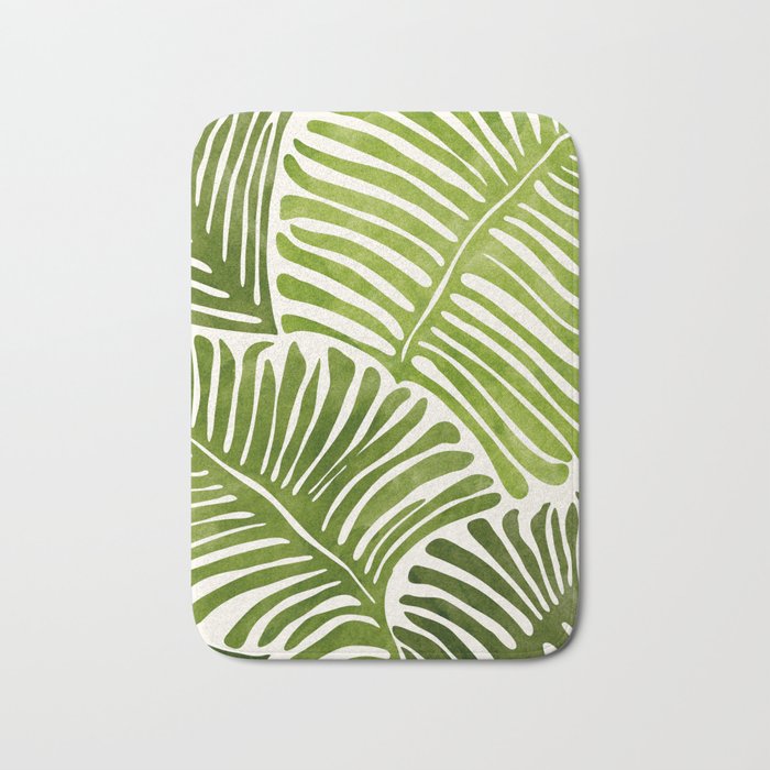 Summer Fern Simple Modern Watercolor Bath Mat