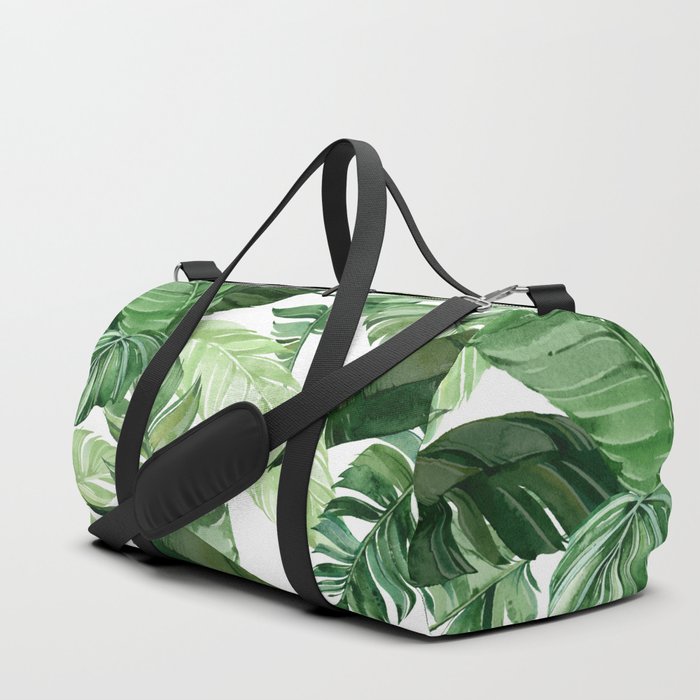 Green leaf watercolor pattern Duffle Bag