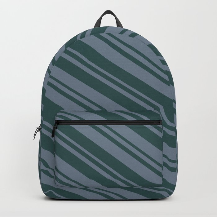 Slate Gray and Dark Slate Gray Colored Stripes Pattern Backpack