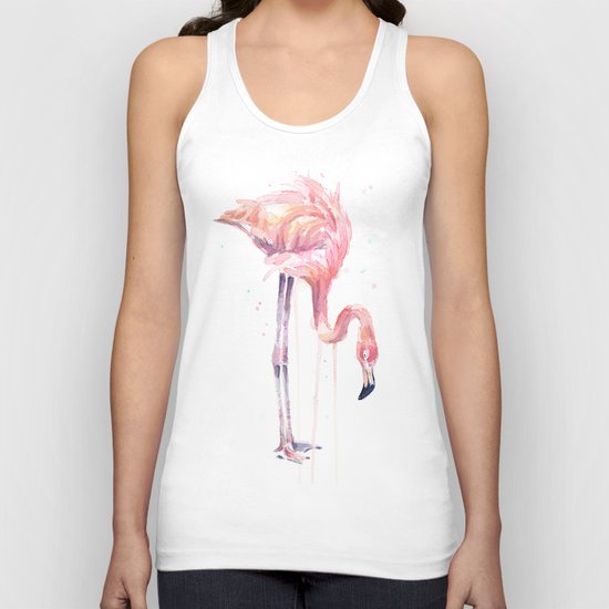 Flamingo Painting Watercolor Unisex Tank Top