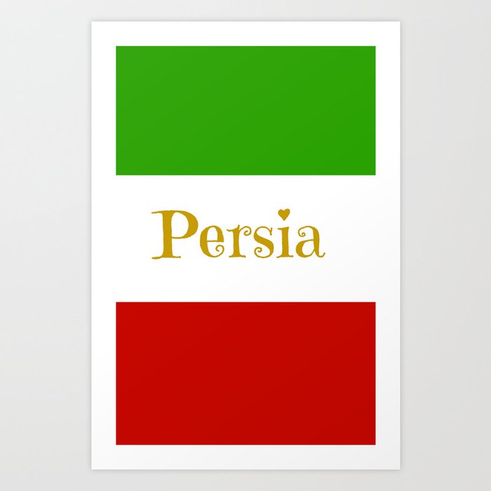 Persia in gold green and red stripes Art Print