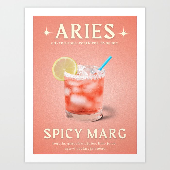 Aries Zodiac Sign Cocktail Art Print
