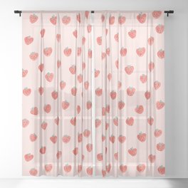 Strawberries on Pink Sheer Curtain