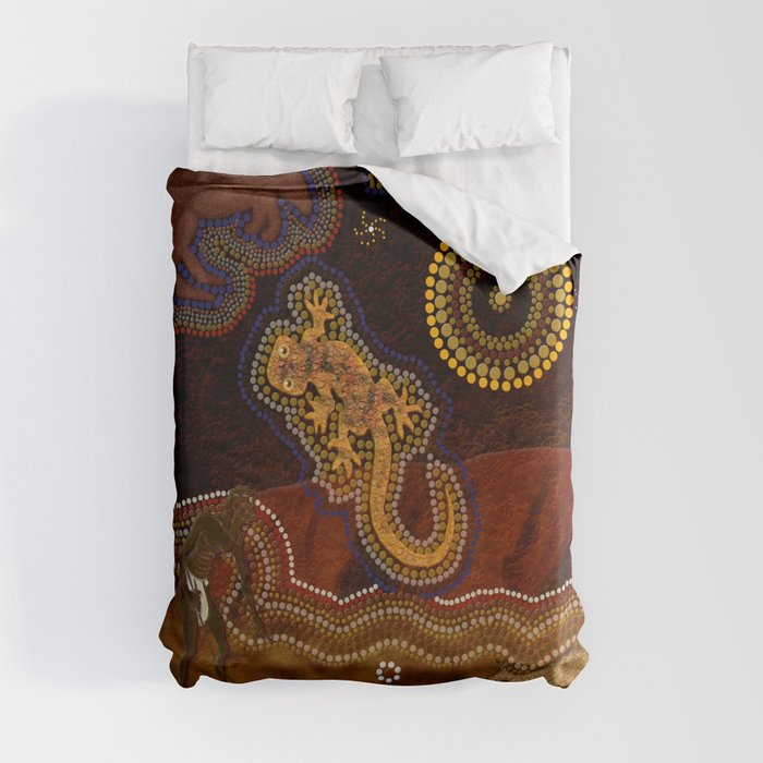 Desert Heat - Australian Aboriginal Art Theme Duvet Cover