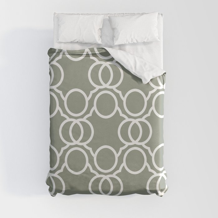 Green and White Geometric Circle Pattern - Dutch Boy 2022 Color of the Year Cypress Garden 424-4DB Duvet Cover