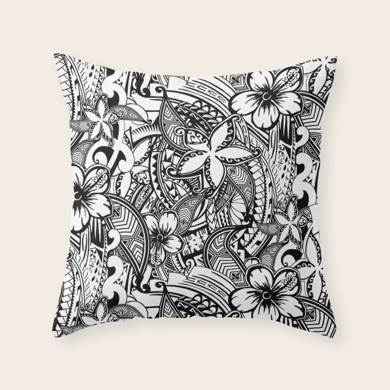 Hawaiian Polynesian Trbal Tatoo Print Throw Pillow By Sunnthreads