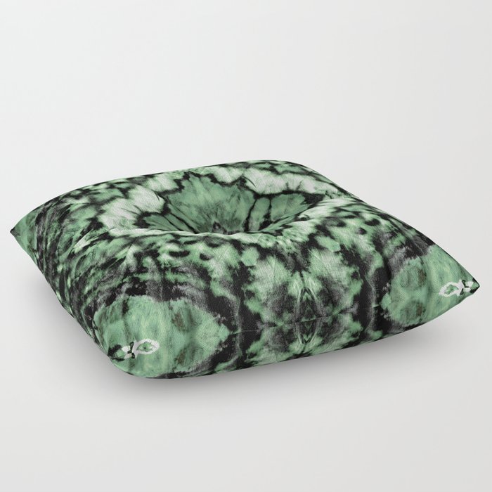 Tie Dye Linen Ikat Green Floor Pillow