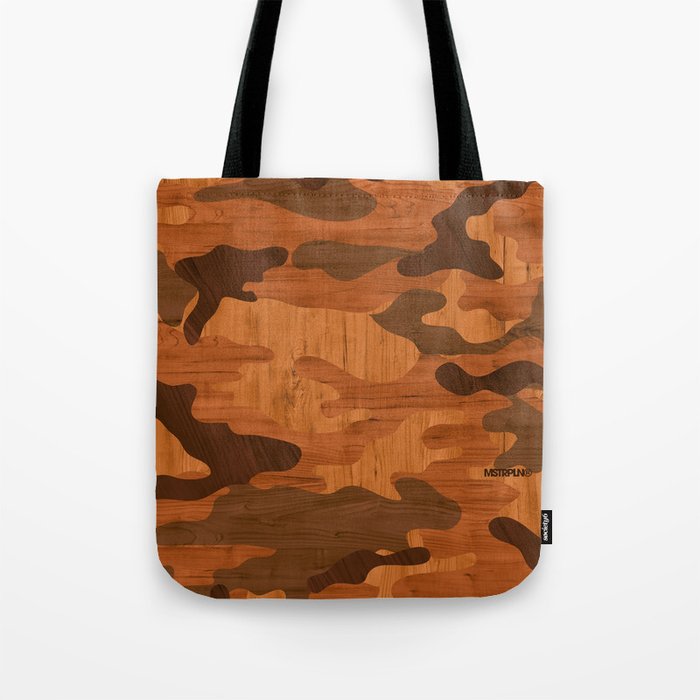 Modern Woodgrain Camouflage / Woodland Print Tote Bag