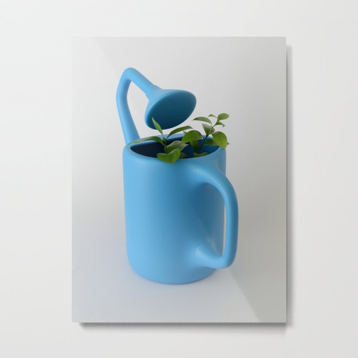 The Uncomfortable Watering can and plant Metal Print