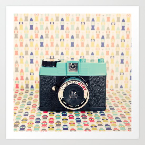 Blue Diana Mini Camera - Retro Vintage Photography Art Print