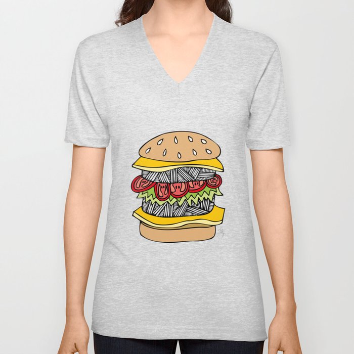 Burger V Neck T Shirt