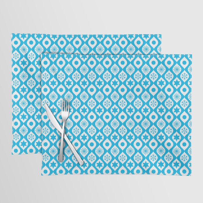 Turquoise Retro Christmas Pattern Placemat