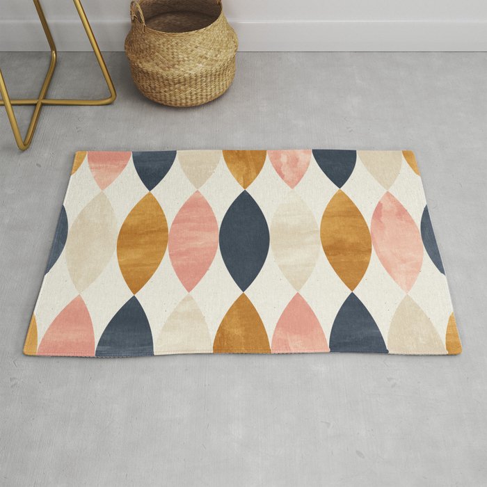 Gold Pink Navy Blue Oval Geometric, Ikea Pink Brown Rug