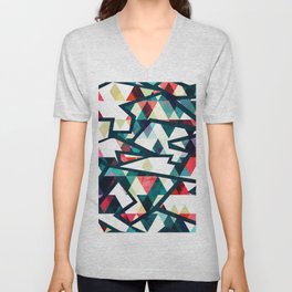 Retro triangle seamless pattern grunge effect V Neck T Shirt