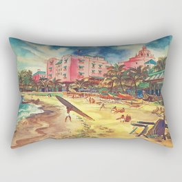 Hawaii's Famous Waikiki Beach landscape painting Rectangular Pillow