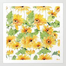 Yellow Flowers Pattern Art Print