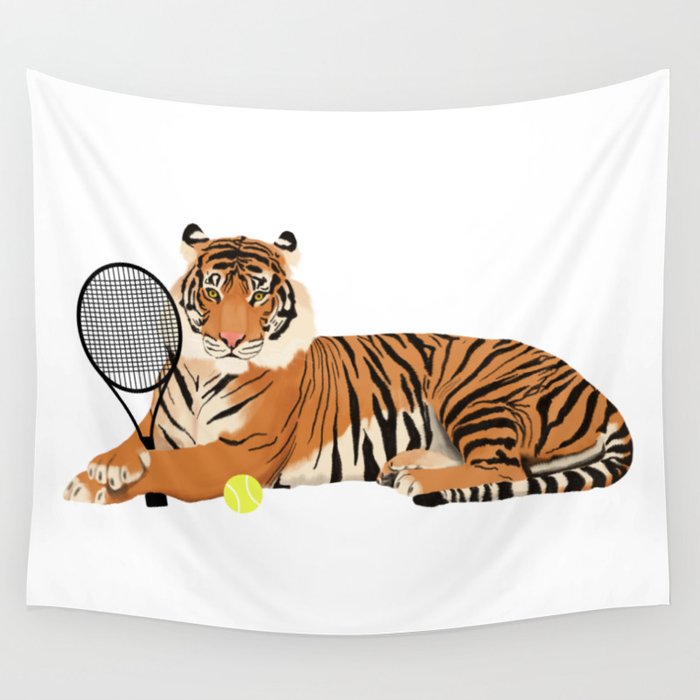 Tennis Tiger Wall Tapestry