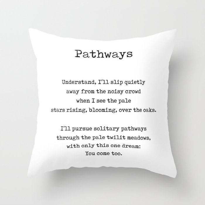 Pathways - Rainer Maria Rilke Poem - Literature - Typewriter Print 1 Throw Pillow