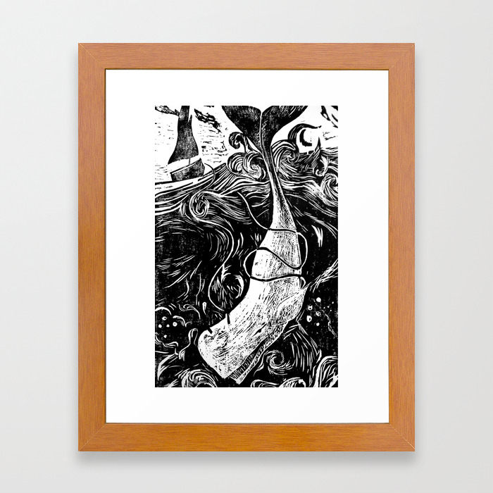 Moby Dick Wood Cut Framed Art Print By Erikagallagher Society6