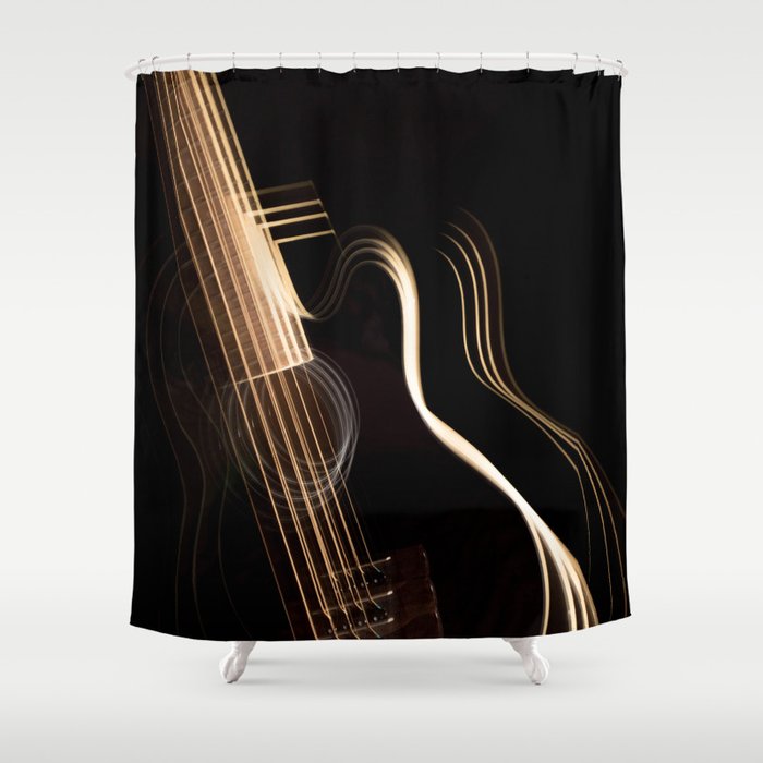 Echo of the Invisible World Inspirational Bass Guitar Abstract Portrait Shower Curtain