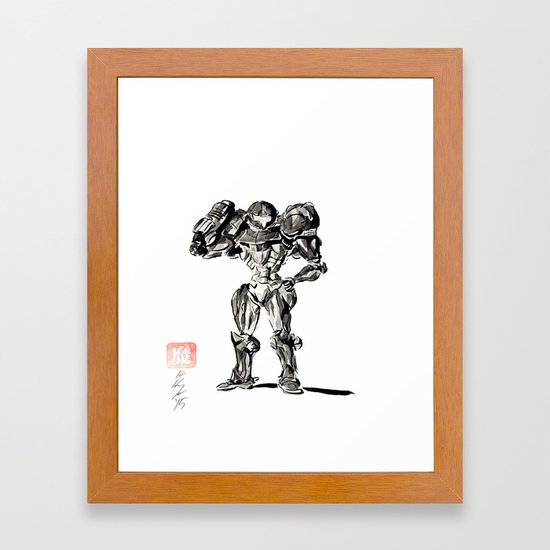 Samus Aran Sumi E Ink Video Game Metroid Painting Framed Art Print By Knappink Society6