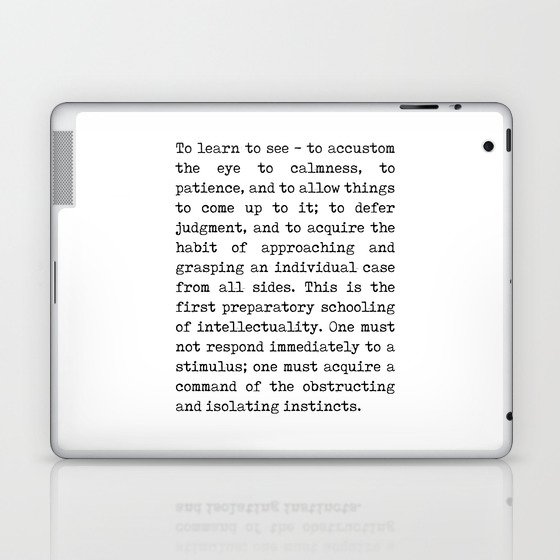 To learn to see - Friedrich Nietzsche Poem - Literature - Typewriter Print Laptop & iPad Skin