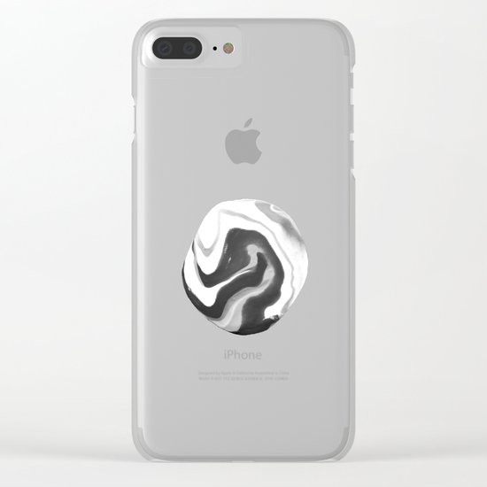 If On A Winter's Night A Traveller Goes to World's End, Marbling Black and White Cirle Clear iPhone Case