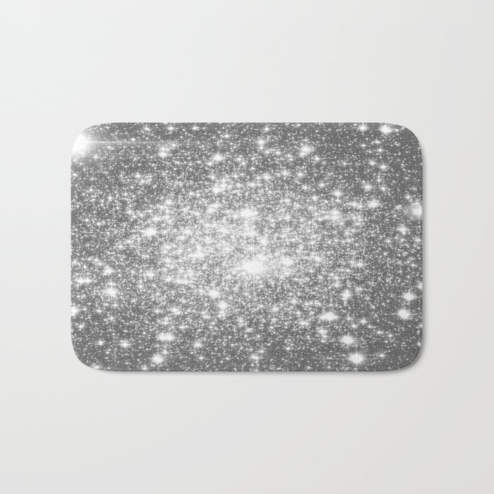 Silver Gray Galaxy Sparkle Stars Bath Mat