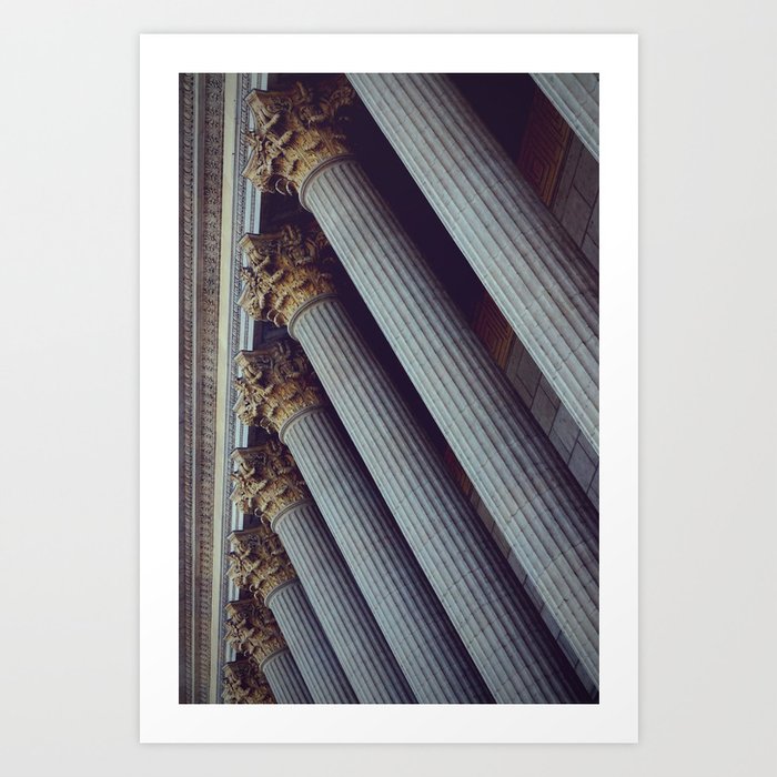 Greek columns in Palais de Justice, Lyon, France Art Print