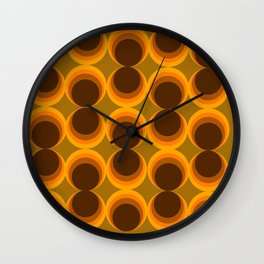 Circular vintage Wall Clock | Modern, Classic, Yellow, Retro, Graphicdesign, Orange, Shapes, Pop Art, Pattern, Moon 