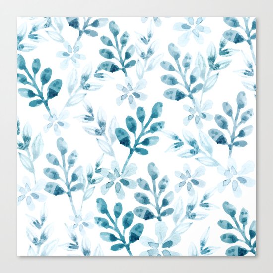 Watercolor Floral Pattern (Winter Version) Canvas Print