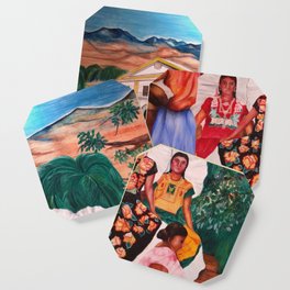Zapotec Women and Indigenous Dress, Tehuantepec, Isthmus Region, Oaxaca, Mexico portrait painting Coaster