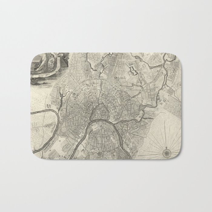 Moscow - 1745 vintage pictorial map Bath Mat