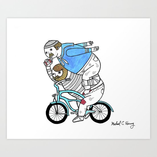 On how bicycle riders utilize team work in certain situations. Art Print