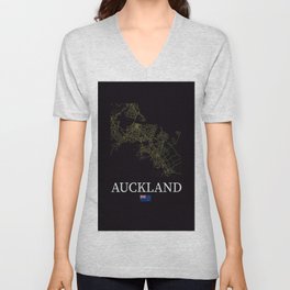 Auckland city flat map V Neck T Shirt