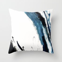 Reykjavik: a pretty and minimal mixed media piece in black, white, and blue Throw Pillow