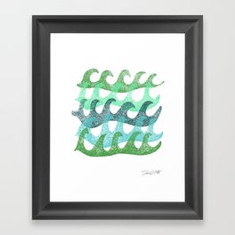 Oceana | Block Print Ocean Waves Framed Art Print
