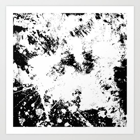 Spilt White Textured Black And White Abstract Painting Art Print By Printpix Society6