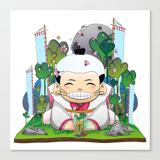 Fukusuke and the magic forest Canvas Print