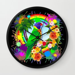 Rainbow Lorikeet Parrot Art Wall Clock
