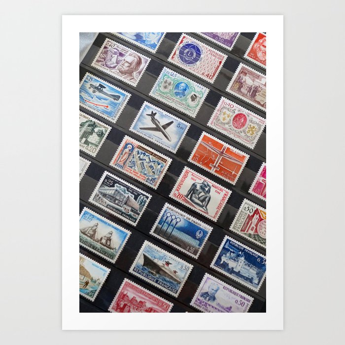 World and American stamp collection postage postal color photograph / photography portrait Art Print