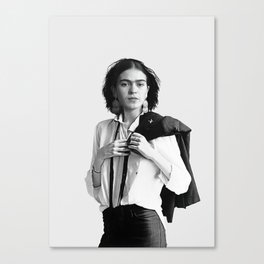 Frida Kahlo Wearing White Shirt Canvas Print
