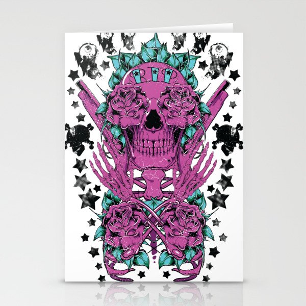 Skull with Roses Stationery Cards