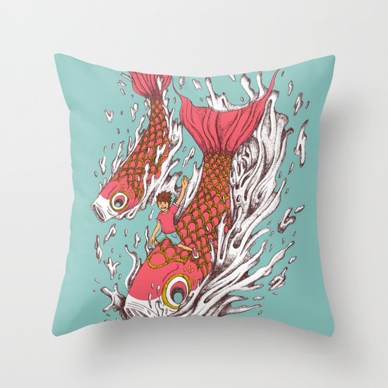 Ride with Koi Throw Pillow