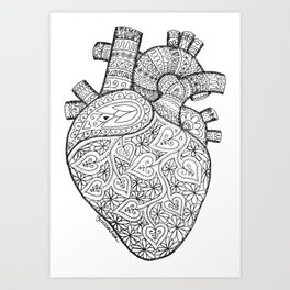 Heart Anatomy organ-mandala Art Print