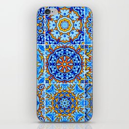 Moroccan arabic oriental tile pattern Blue iPhone Skin